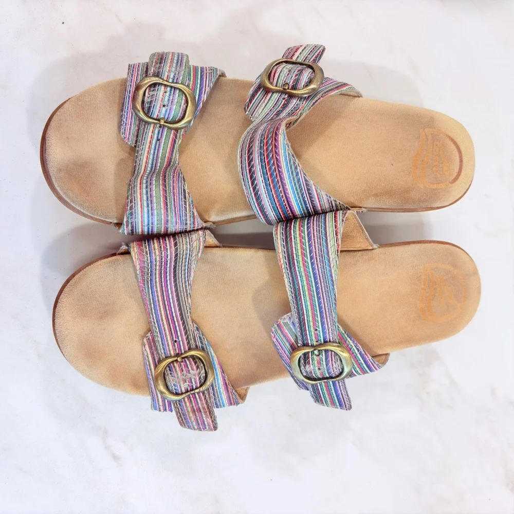 Boho Retro Wedge Sandals Striped Buckle Dansko Women Multi EU 4 / US 10.5